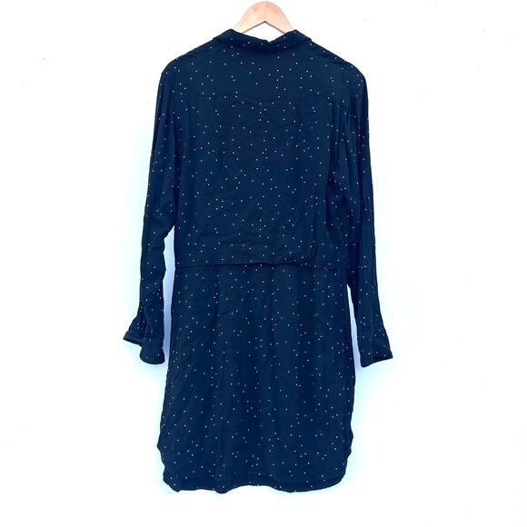 Rag & Bone Lucas Shirt Dress Black Collared Silk Large Short Long Sleeve - Picture 3 of 7